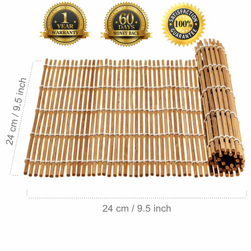 Bamboo Sushi Making Kit with 2 Sushi Rolling Mats, 5 Pairs of Reusable Bamboo Chopsticks, 1 Rice Paddle and 1 Spreader - Beginner Sushi Kit - The Culinary Collective
